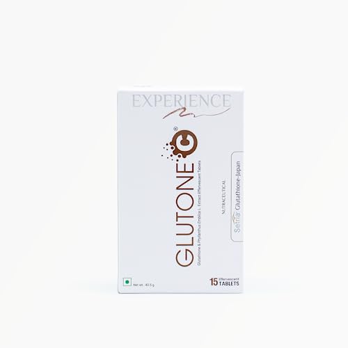 Glutone C–Glutathione & Vitamin C Effervescent Tablets| Made with Setria L-Glutathione, Amla extract & Selenium| Even Tone & Glowing Skin| Pack of 15 Tablets