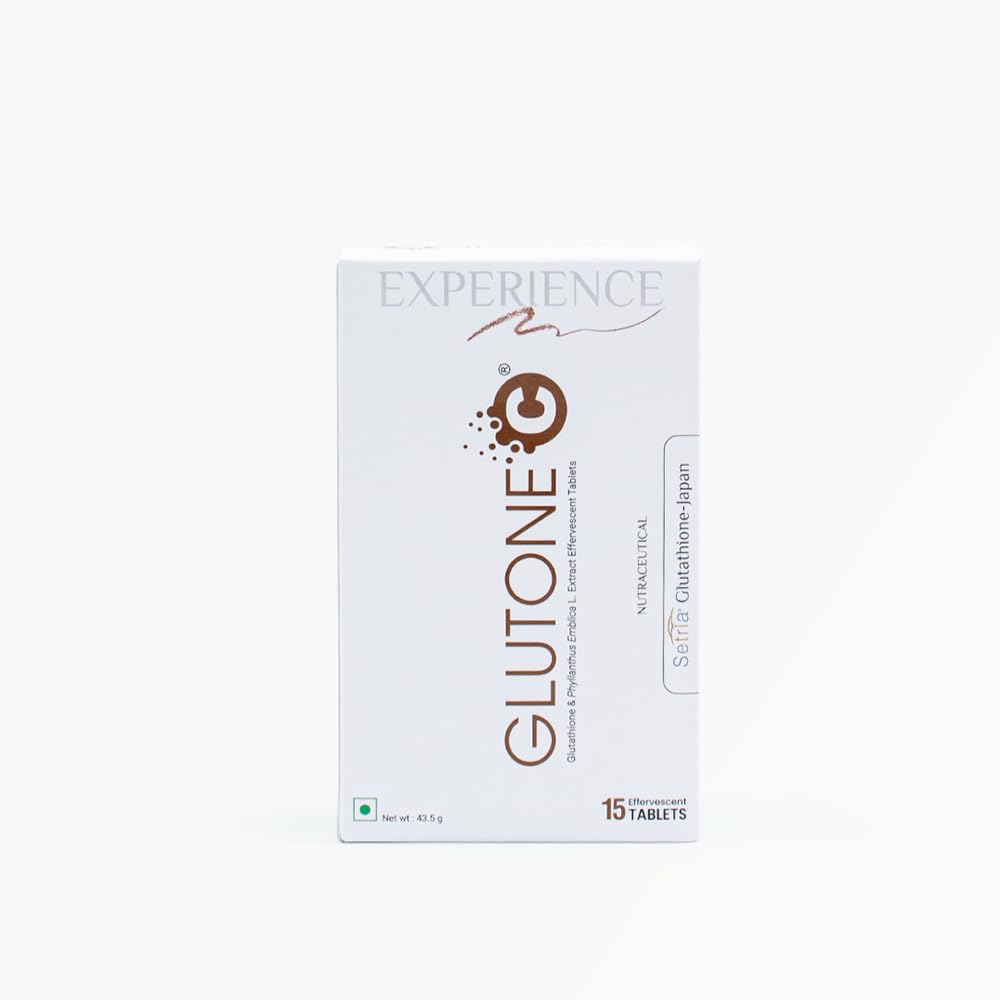 Glutone C–Glutathione & Vitamin C Effervescent Tablets| Made with Setria L-Glutathione, Amla extract & Selenium| Even Tone & Glowing Skin| Pack of 15 Tablets