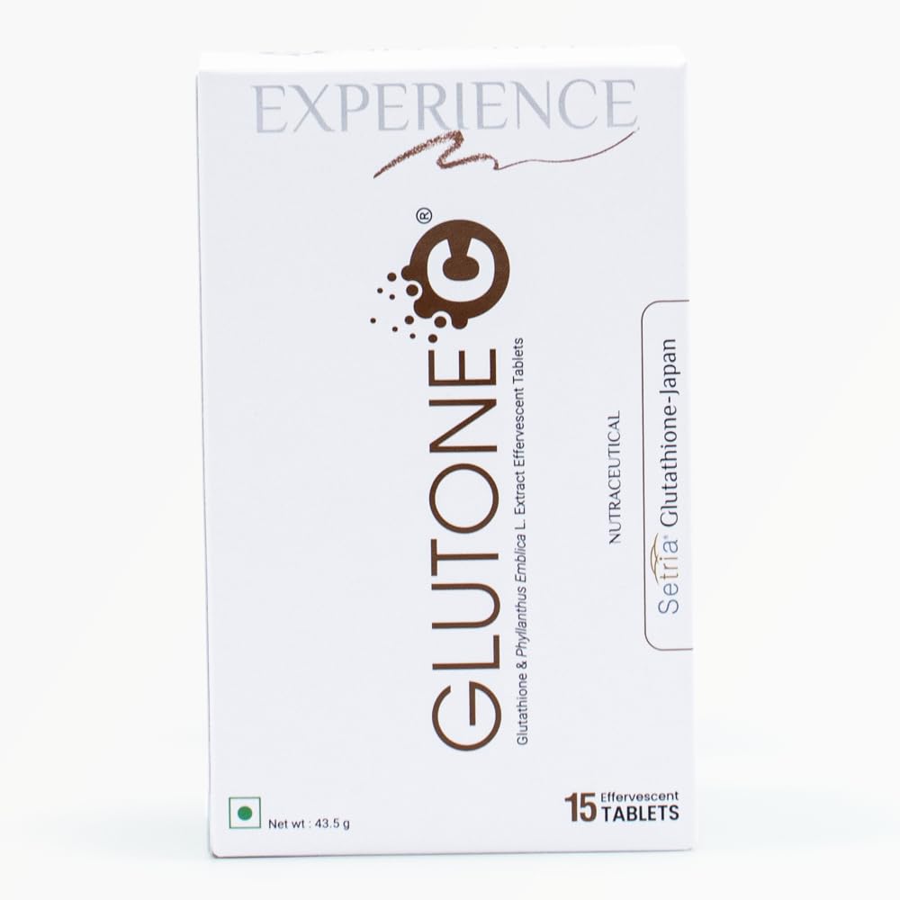 Glutone C–Glutathione & Vitamin C Effervescent Tablets| Made with Setria L-Glutathione, Amla extract & Selenium| Even Tone & Glowing Skin| Pack of 15 Tablets