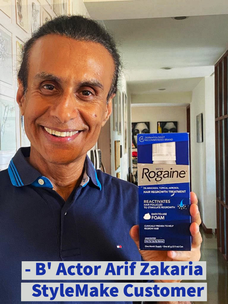 Bollywood Actor Arif Zakaria is customer of StyleMake using Rogaine Minoxidil 5% in India from United States over several years. He buys original stuff from StyleMake. Rogaine Foam for Men, Rogaine India, Rogaine Reviews, Rogaine Hair Regrowth, Rogaine Minoxidil, Rogaine Minoxidil for Men, Rogaine foam for men, Rogaine foam, Rogaine cash on delivery, rogaine women, rogaine, Rogaine India, Rogaine in Chennai, Mumbai, Bangalore, Kolkata, New Delhi. Hair Regrowth Rogaine 6 Month Supply