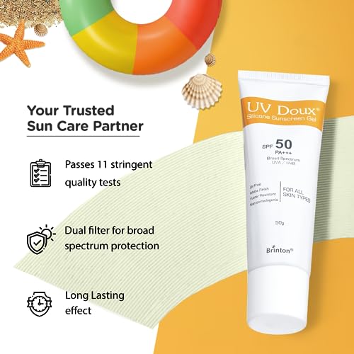Brinton Healthcare UvDoux SPF 50 PA+++ in Matte Finish and Oil Free Formula| Water Resistant Sunscreen| Protection against UVA/UVB Rays (50 GM)