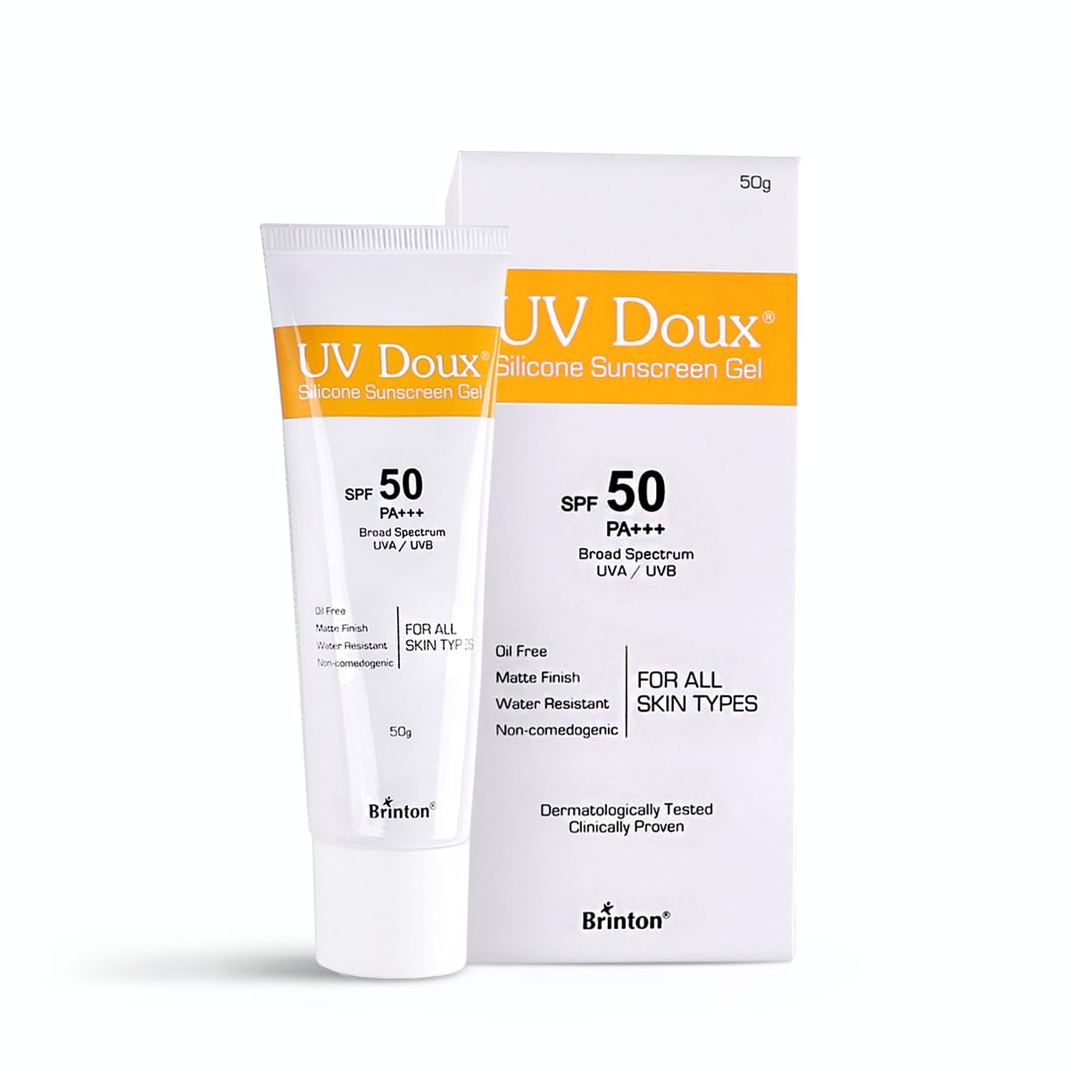 Brinton Healthcare UvDoux SPF 50 PA+++ in Matte Finish and Oil Free Formula| Water Resistant Sunscreen| Protection against UVA/UVB Rays (50 GM)