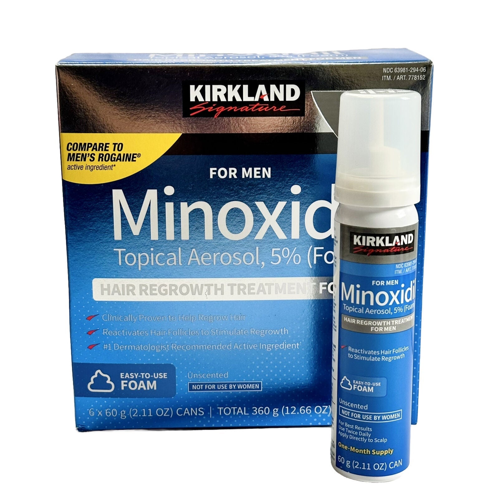 Kirkland Minoxidil 5% Foam For Women - Hair Regrowth Treatment, 12 Month Supply, Extra Strength, Made In USA