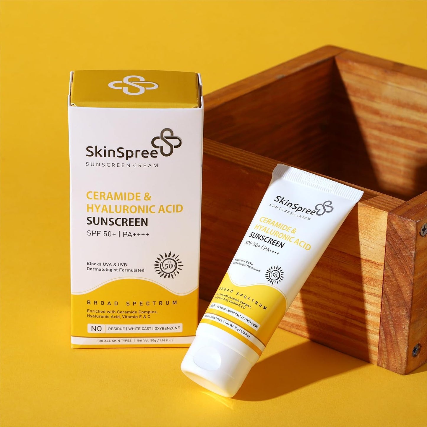 SkinSpree Sunscreen SPF 50+ & PA++++ for UVA, UVB and Blue Light Protection| Non Comedogenic | No White Cast | Lightweight cream formula for men and women | 50gm